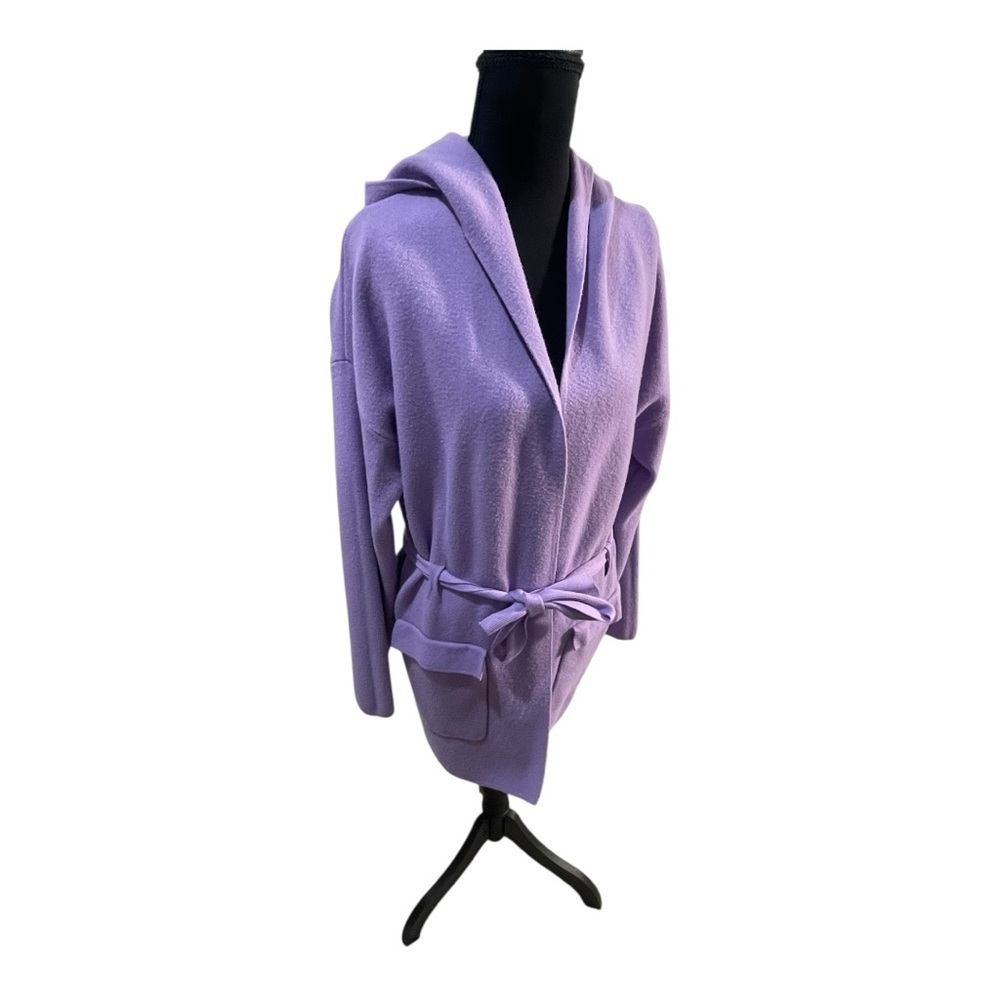 Pinch Front Tie Hooded Cardigan Purple Size S/M - Picture 2 of 9